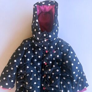 Jojo Maman Bebe Navy polka dot puffer jacket with fleece lining 4-5 years